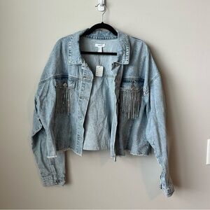 Forever 21 rhinestone fringe jacket